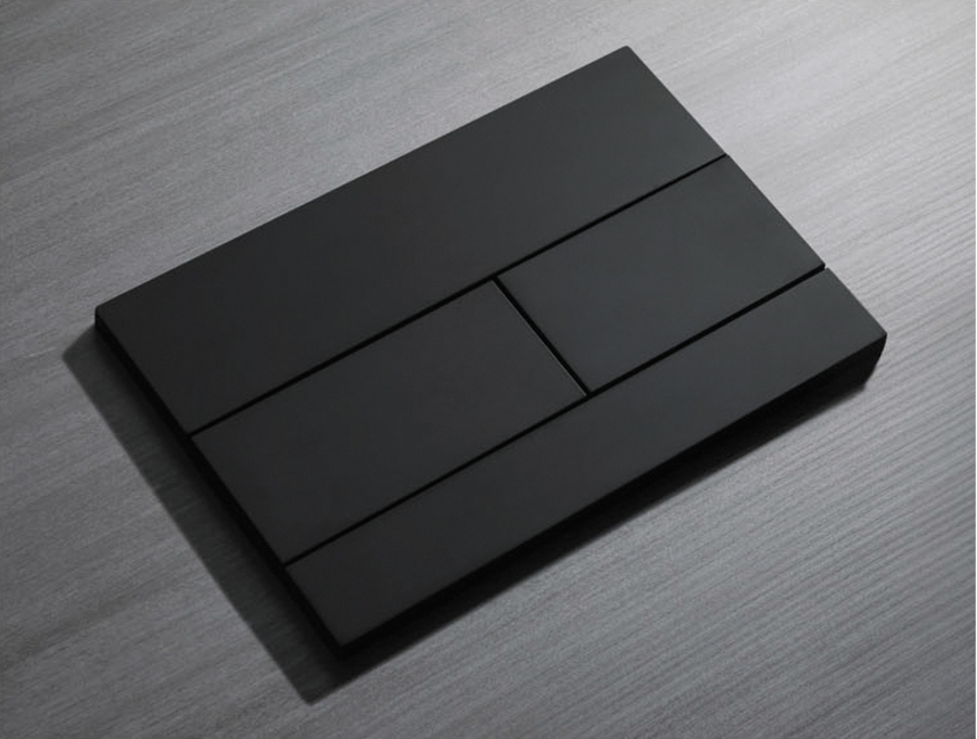 Панель змиву KOER KT-0603-05 240x160x10mm пластикова, кнопка лінійна (колір чорний матовий) (KR5320)