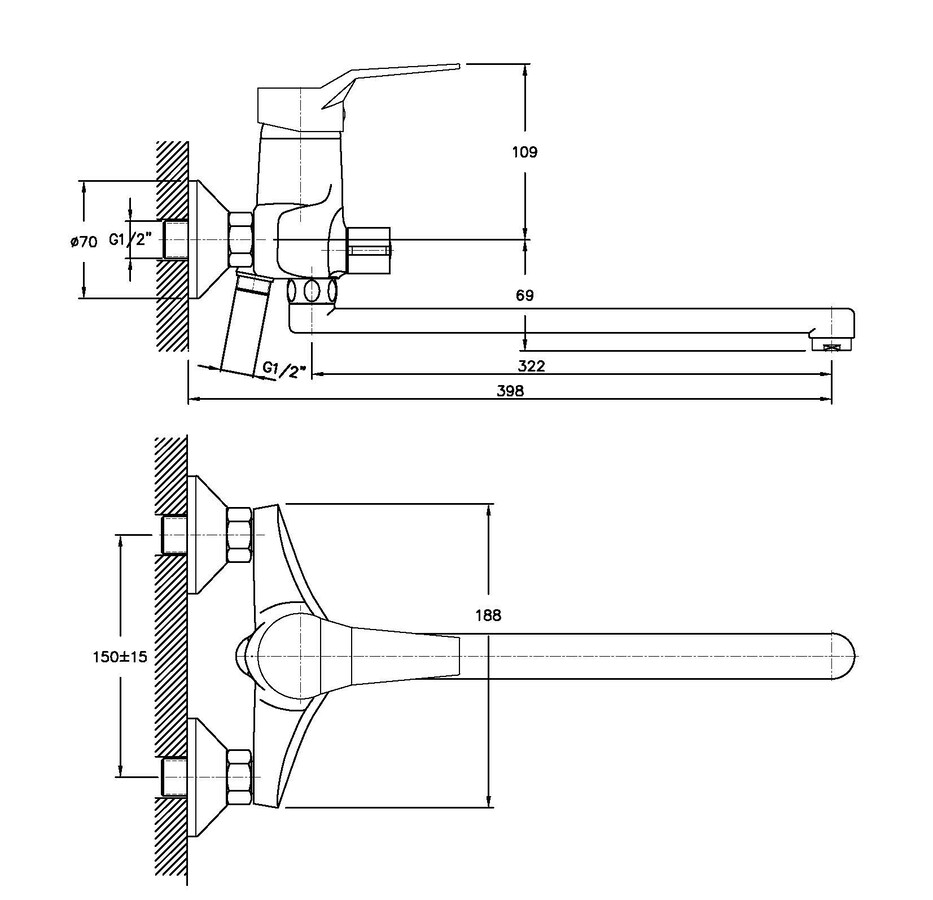 Смеситель для ванны Haiba Zeon 006 (HB0410)
