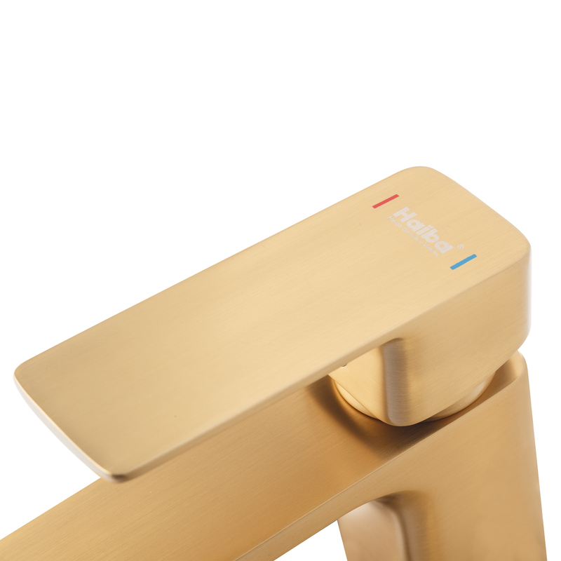 Смеситель для умывальника Haiba Kubus 001 BRUSHED GOLD (HB9622)