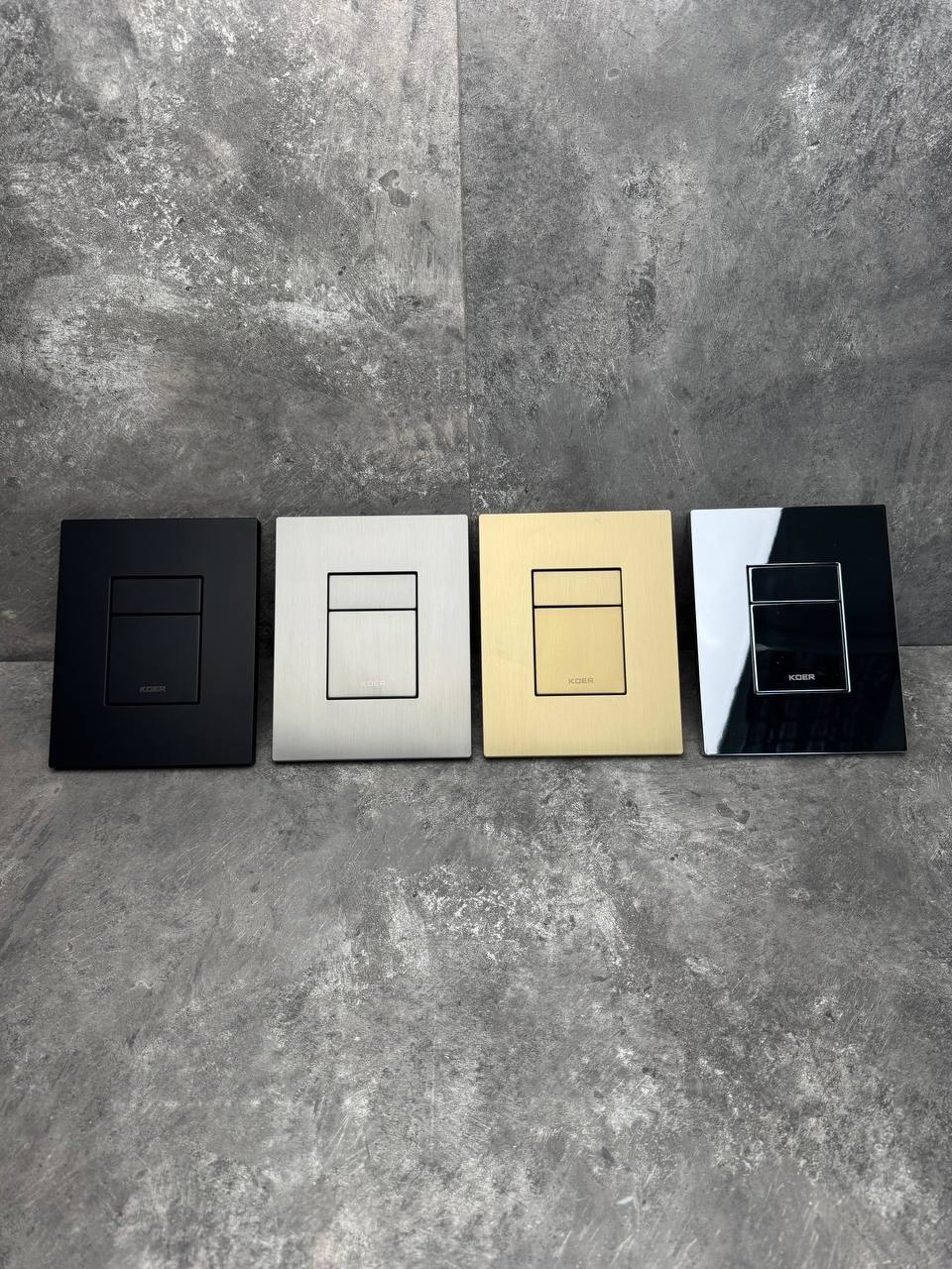 Панель змиву KOER KT-0607-12 157x198x3mm пластикова, кнопка квадратна (колір матове золото) (KR5715)