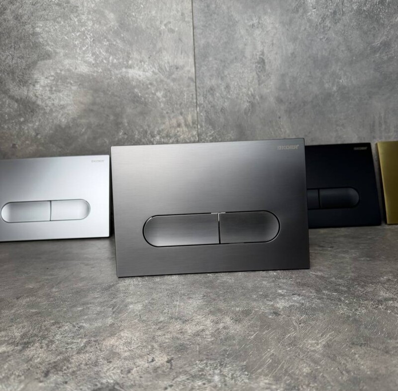Панель змиву KOER KT-0608-07 240x160x10mm пластикова, кнопка закруглена (колір графіт) (KR6128)