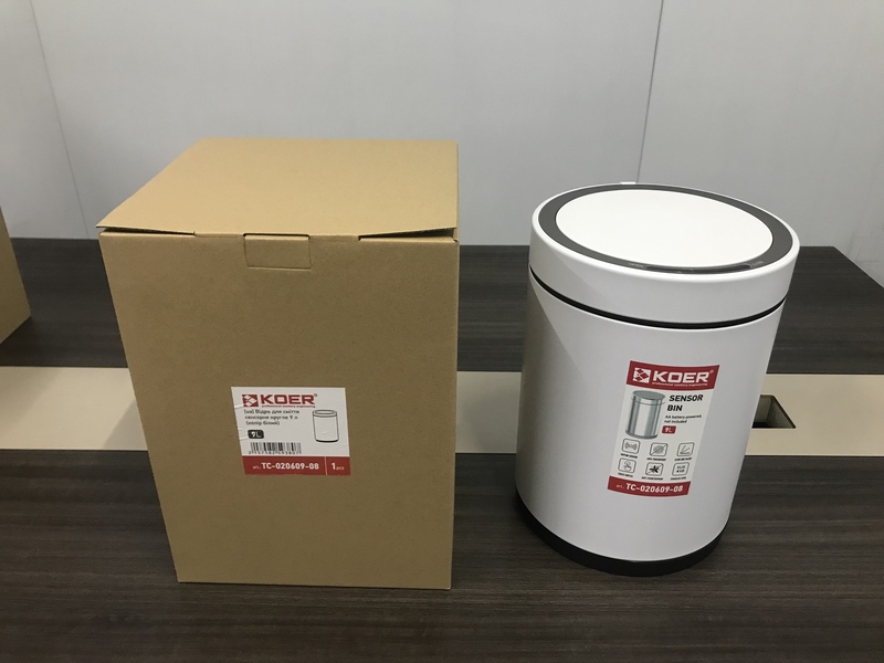 Відро для сміття сенсорне кругле KOER TC-020609-08 9 л (колір білий) (KR5938)
