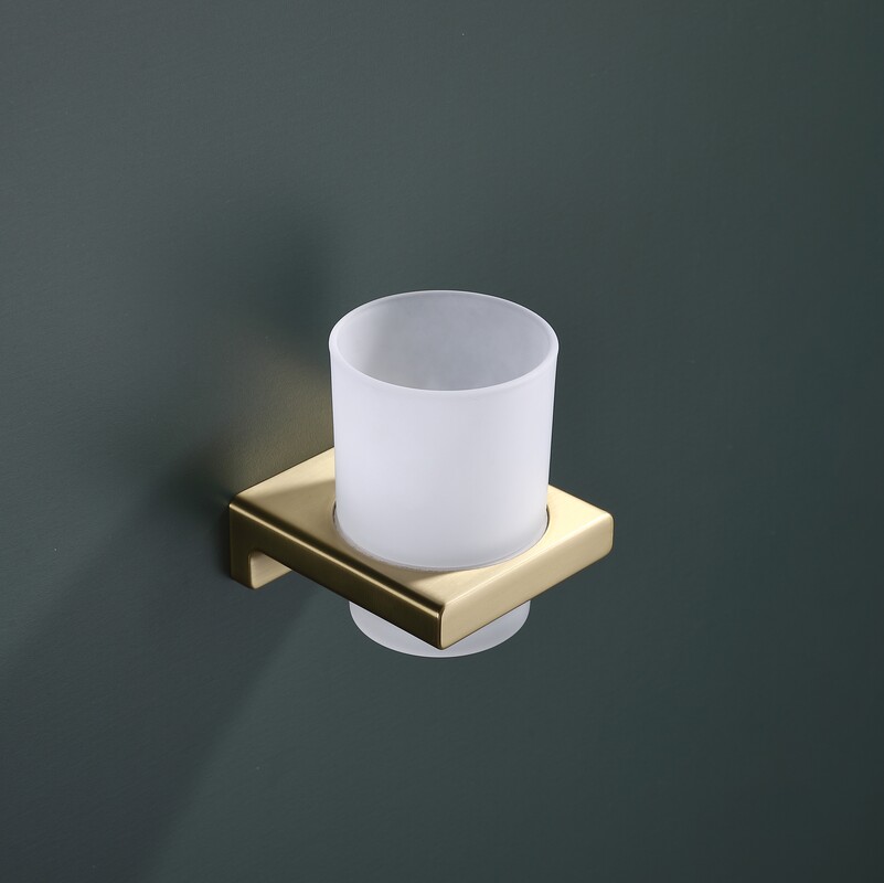 Стакан одинарный настенный Koer AS-0103-12 (стекло) цвет матовое золото (KR6163)