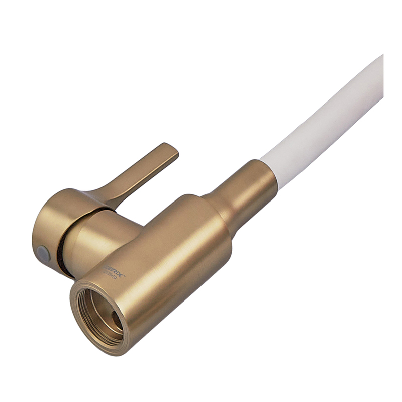 Змішувач для кухні ZERIX REX-011 BRUSHED GOLD REFL.WHITE з нерж. сталі (Колір матове золото+силіконовий вилив білий) (ZX6134)