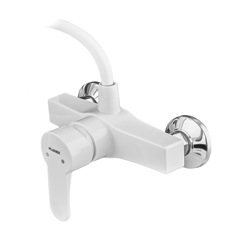 Смеситель для душа PLAMIX MARIO-003 SET WHITE (со шлангом, лейкой и кронштейном) (MX1894)