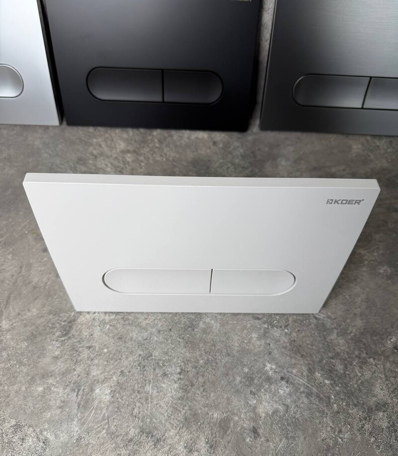 Панель змиву Koer KT-0608-03 240x160x10mm пластикова, кнопка закруглена (колір білий) (KR6123)
