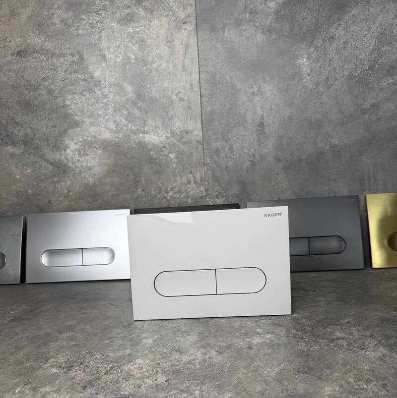 Панель змиву Koer KT-0608-03 240x160x10mm пластикова, кнопка закруглена (колір білий) (KR6123)