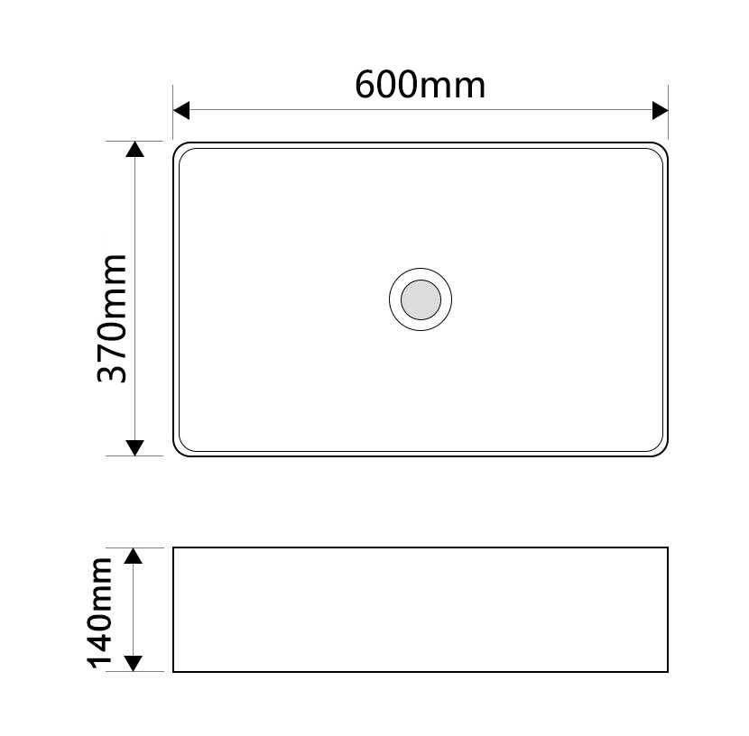 Уцінка - Раковина накладна Mixxus Premium QUADRO-0209 600х370х140mm з переливом (MP6522-20260519161208)