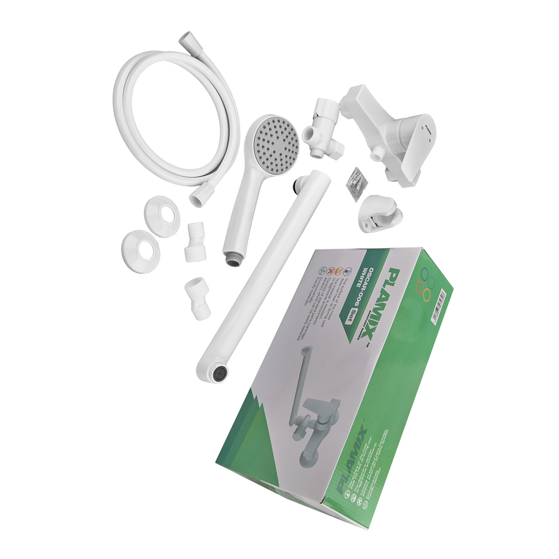 Смеситель для ванны PLAMIX OSCAR-006 SET WHITE (со шлангом, лейкой и кронштейном) (PM0703)