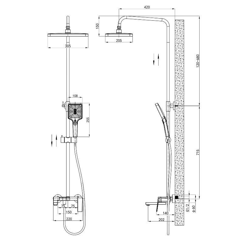 Уценка - Душевая колонна со смесителем Mixxus Premium Ares 009-J (MI8260-20260612181717-9013)