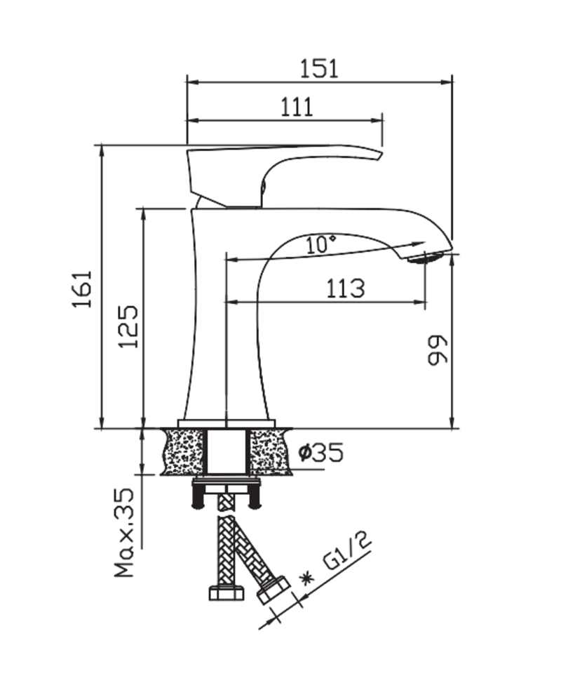 Змішувач для умивальника Haiba Monaco 001 Nut (HB9651)
