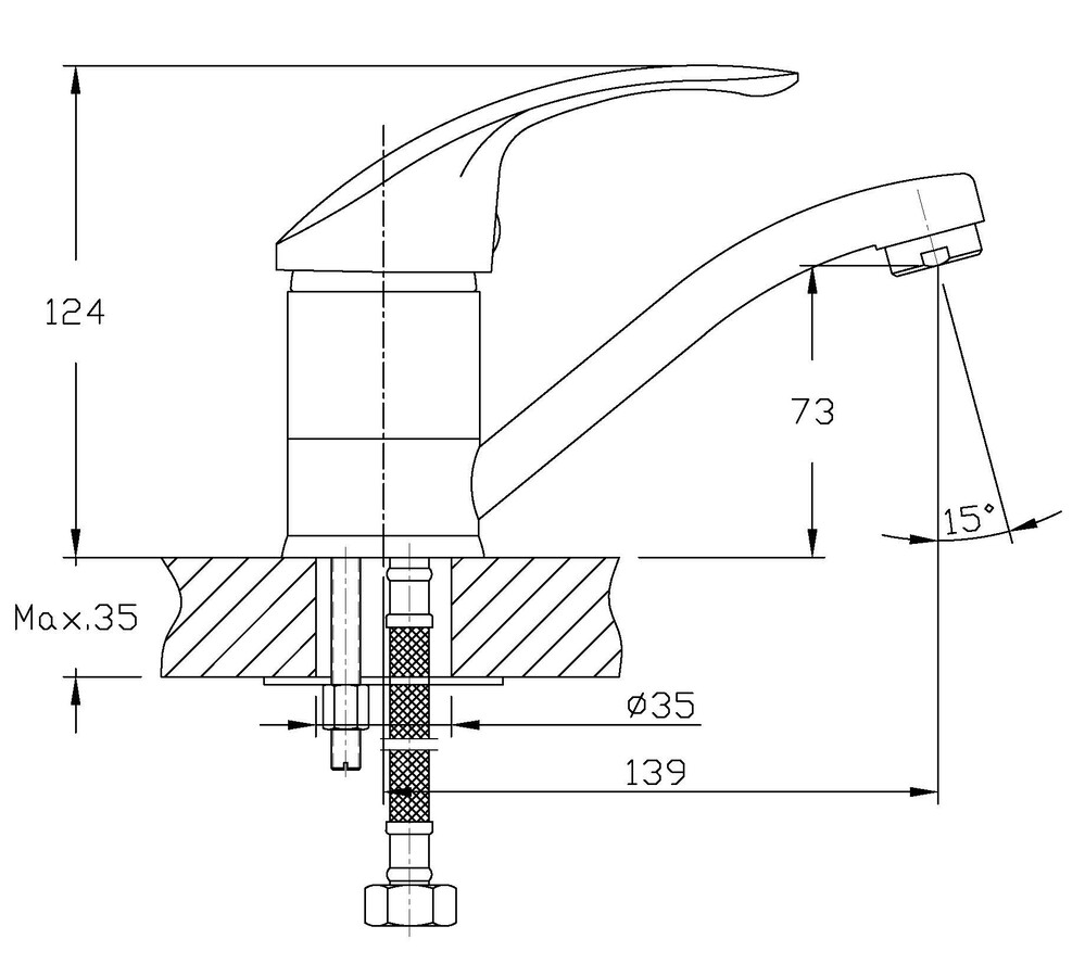 Смеситель для умывальника HAIBA FABIO 004-15CM (Цвет хром) (HB0772)