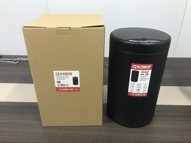 Відро для сміття сенсорне кругле KOER TC-020512-05 12 л (колір чорний) (KR5937)