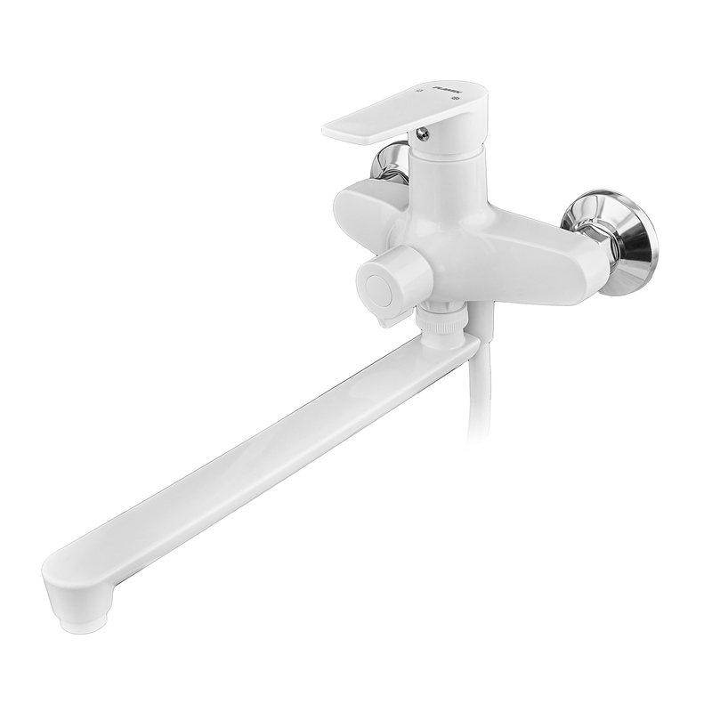 Смеситель для ванны PLAMIX OSCAR-006 EURO SET WHITE (со шлангом, лейкой и кронштейном) (MX1895)