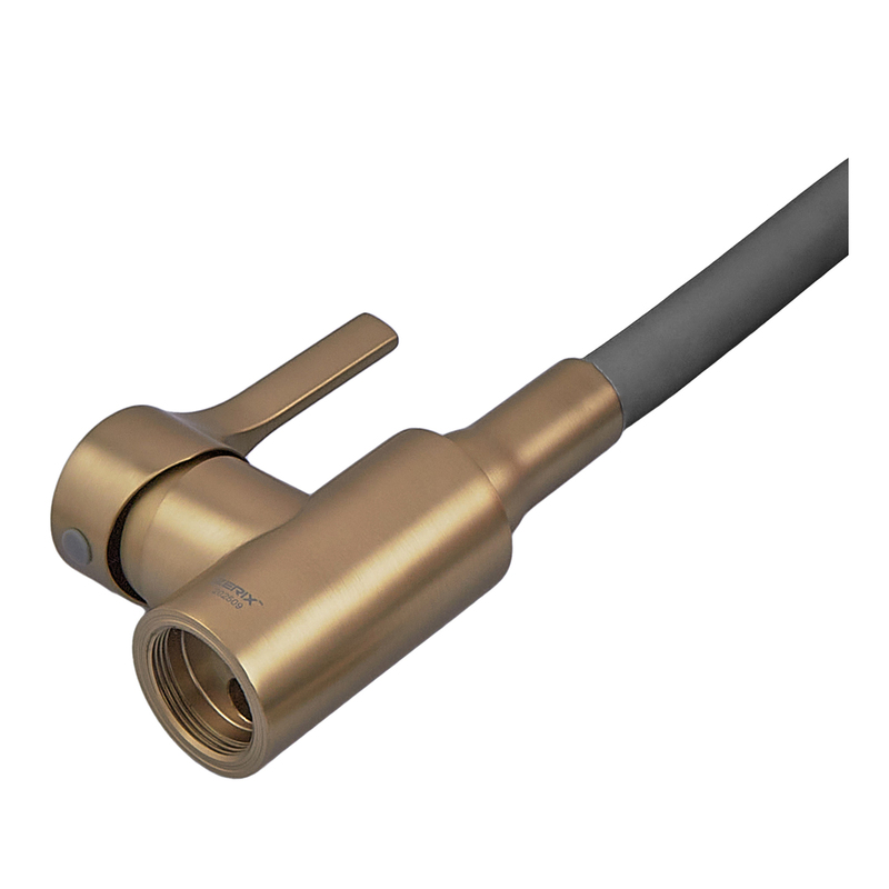 Змішувач для кухні ZERIX REX-011 BRUSHED GOLD REFL.GREY з нерж. сталі (Колір матове золото+силіконовий вилив сірий) (ZX6133)