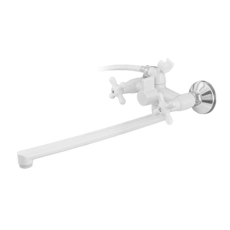 Змішувач для ванної Plamix Sirius-140 White (зі шлангом та лійкою) (PM0637)