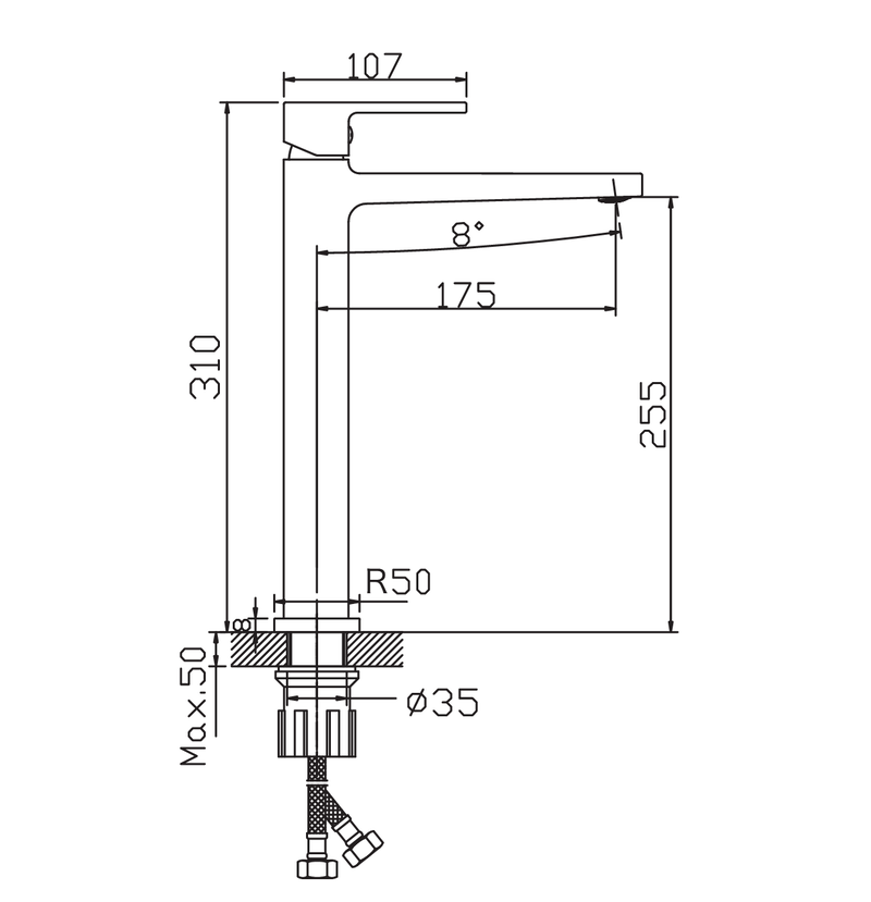 Смеситель для умывальника Haiba Kant 001 HIGH (HB9601)