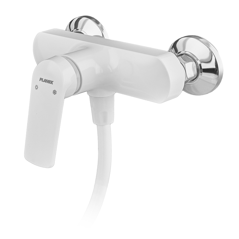 Смеситель для душевой кабины Plamix Lucas-003 SET White со шлангом, лейкой и кронштейном (PM0711)