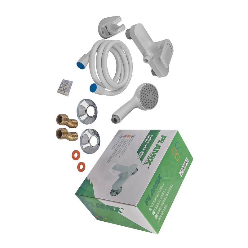 Смеситель для душевой кабины Plamix Lucas-003 SET White со шлангом, лейкой и кронштейном (PM0711)