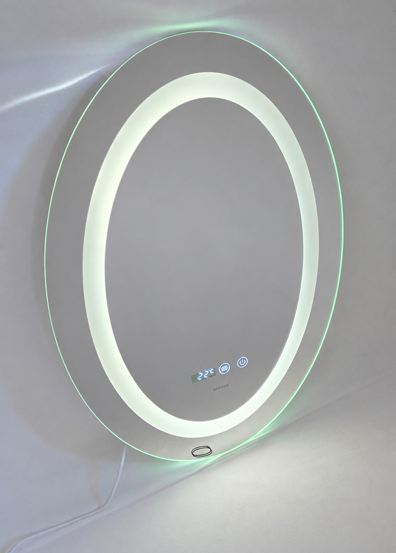 Уценка - Зеркало Mixxus PLAIN MV02-50x70 с Led Touch, Anti-fog, димером, регулятором яркости, часами (MI6010-20260703-10275)