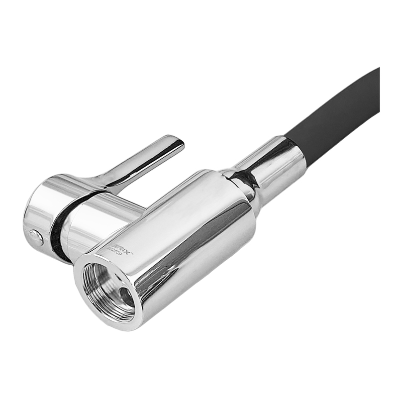 Змішувач для кухні ZERIX REX-011 CHROME REFL.BLACK з нерж. сталі (Колір хром+силіконовий вилив чорний) (ZX6127)