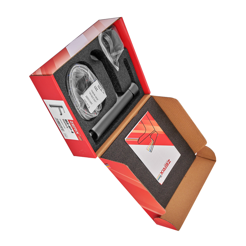 Змішувач для умивальника ZERIX REX-001-B GRAPHITE з нерж. сталі (Колір графіт) (ZX6117)
