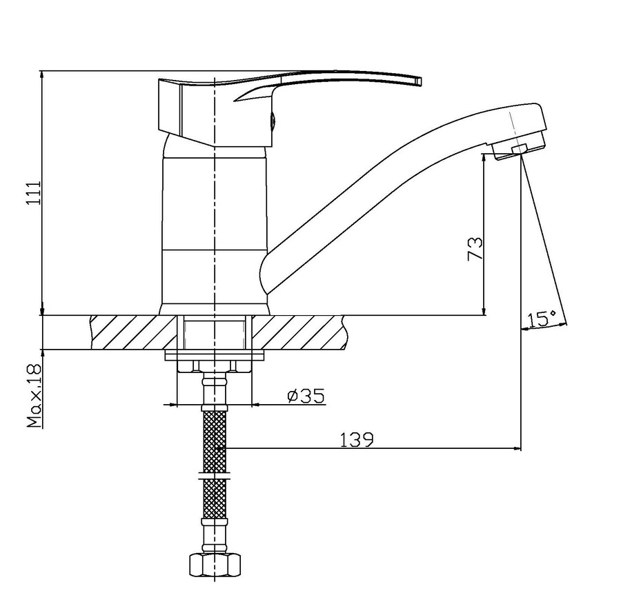 Змішувач для умивальника Haiba Onix 555 (вилив 15 см) (HB0324)