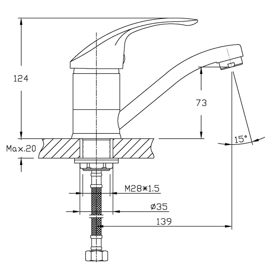 Змішувач для умивальника HAIBA FABIO 555-15CM NUT (Колір хром) (HB0106)