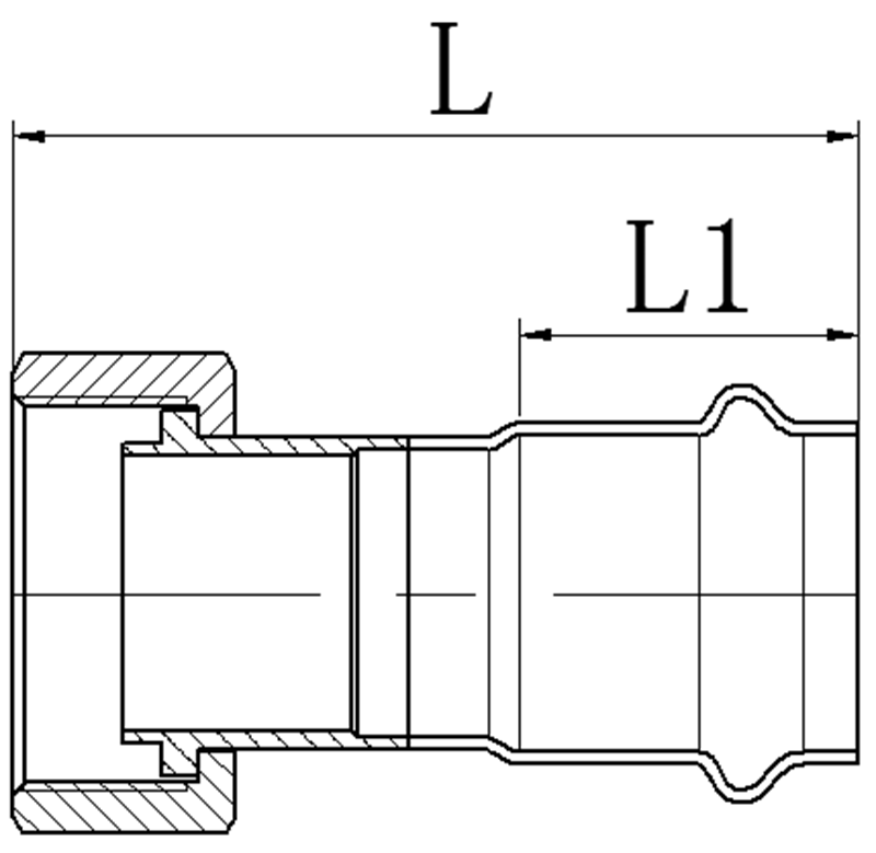 Перехідник з накидною гайкою Koer KQ.A1506NF Press-Inox AISI 304 15x1/2" (KR6335)