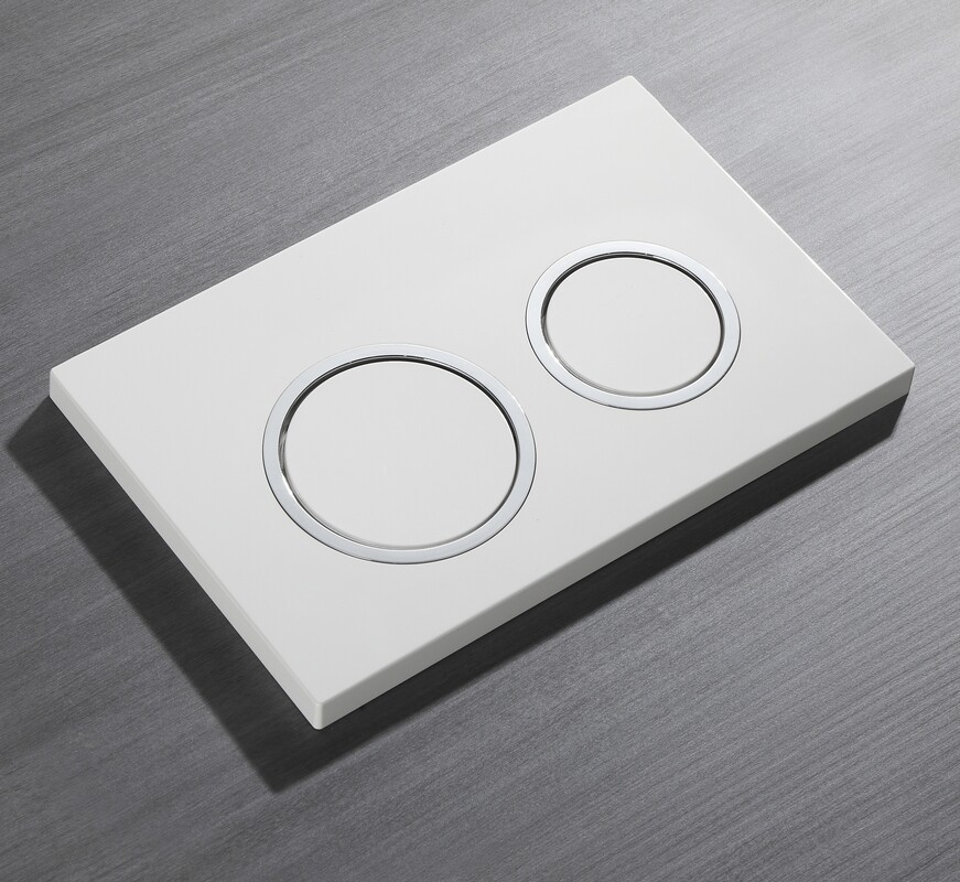 Панель змиву KOER KT-0605-03 220x140x12mm пластикова, кнопка кругла (колір білий) (KR5316)