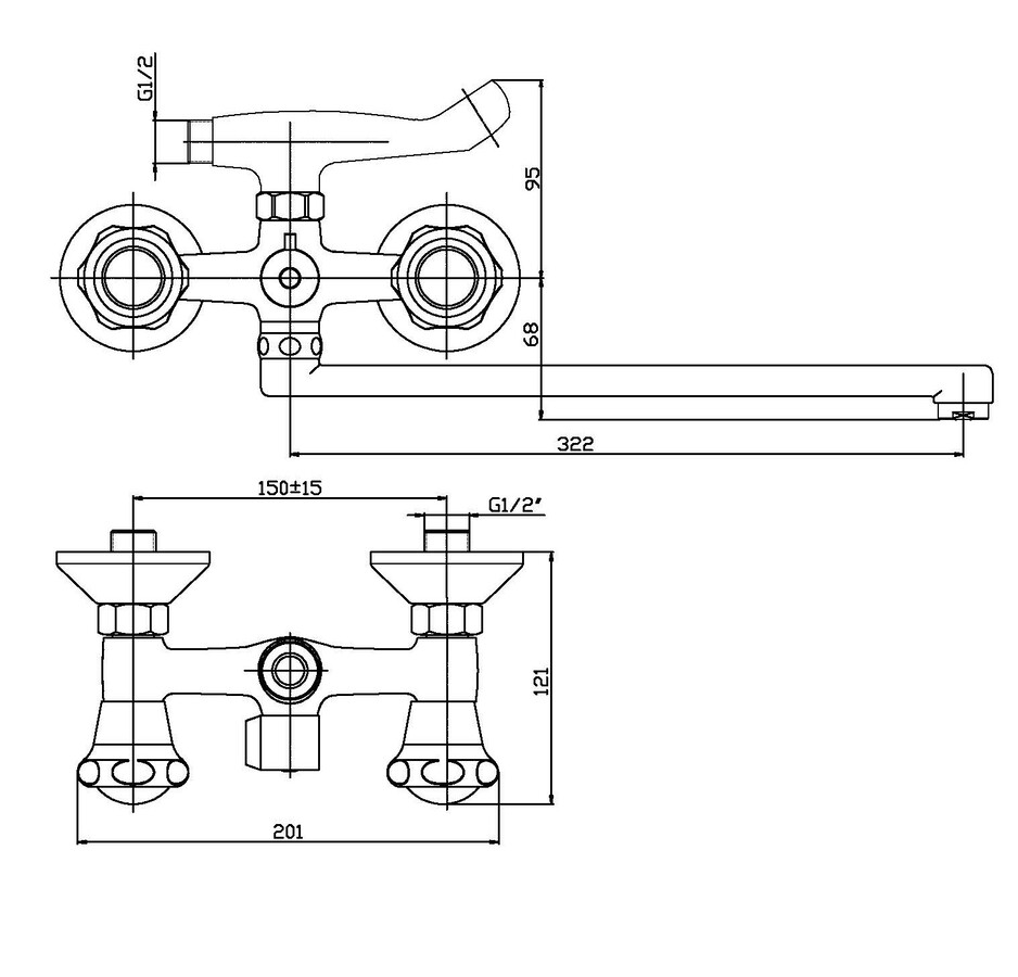 Змішувач для ванни Haiba Mega 140 (HB0915)