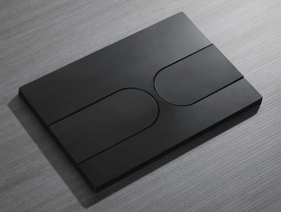 Панель змиву KOER KT-0604-05 240x160x10mm пластикова, кнопка закруглена (колір чорний матовий) (KR5324)