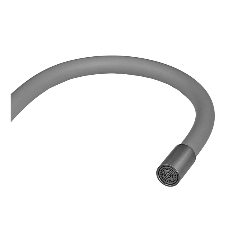 Змішувач для кухні ZERIX REX-011 GRAPHITE REFL.GREY з нерж. сталі (Колір графіт+силіконовий вилив сірий) (ZX6130)
