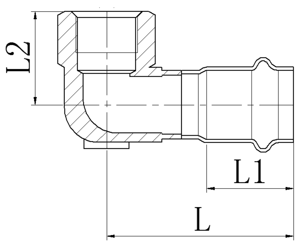 Колено 90° ВР Koer KQ.L2810F Press-Inox AISI 304 28x1" (KR6411)