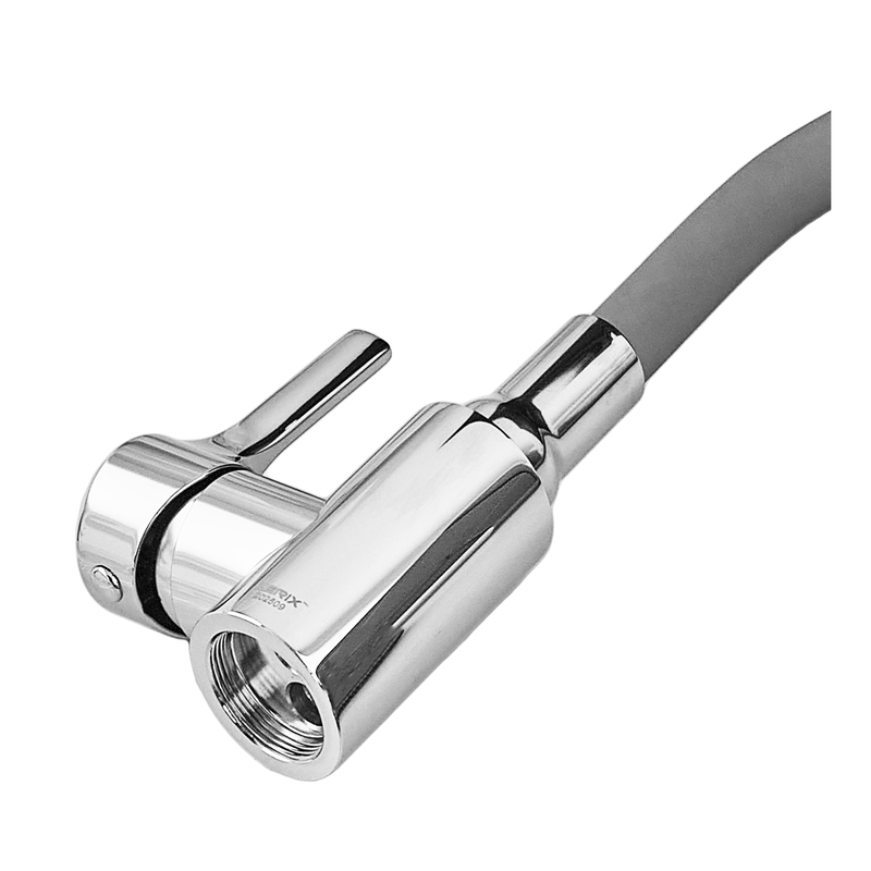 Змішувач для кухні ZERIX REX-011 CHROME REFL.GREY з нерж. сталі (Колір хром+силіконовий вилив сірий) (ZX6128)