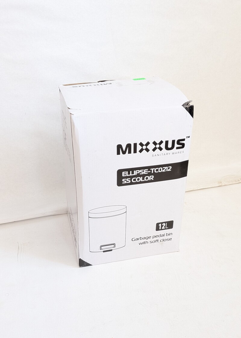 Уценка - Мусорное ведро с плавным закрытием круглое Mixxus Ellipse-TC0212 SS Color 12л (цвет нержавейка) (MI8399-20260703-9767)