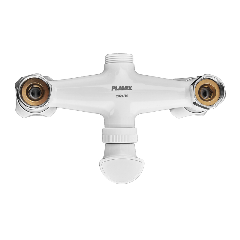 Смеситель для ванны PLAMIX OMEGA-142 EURO SET WHITE (со шлангом, лейкой и кронштейном) (MX9699)