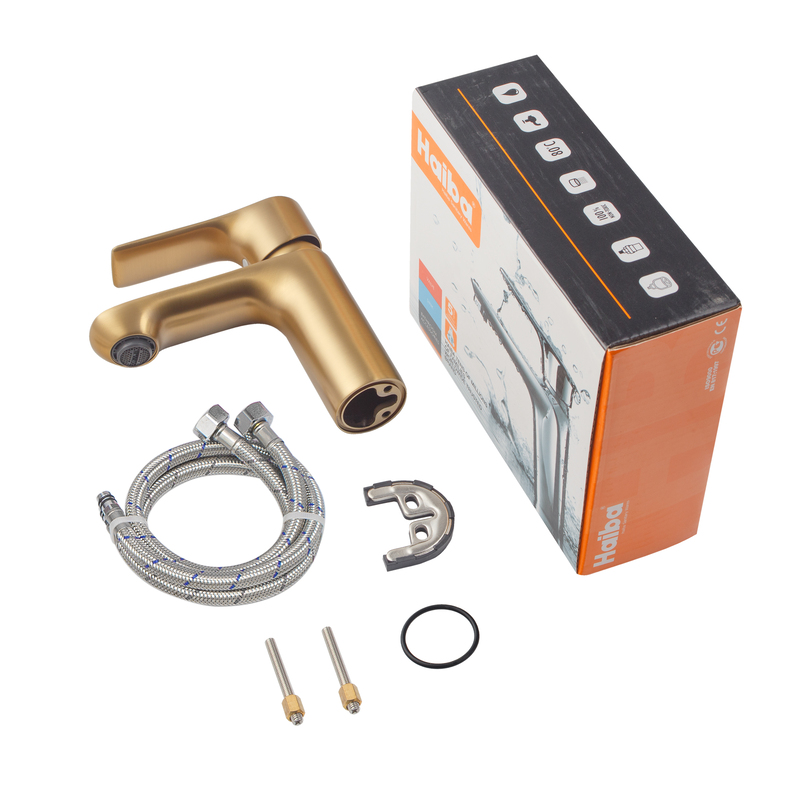 Змішувач для умивальника Haiba Milano 001 BRUSHED GOLD (HB9619)