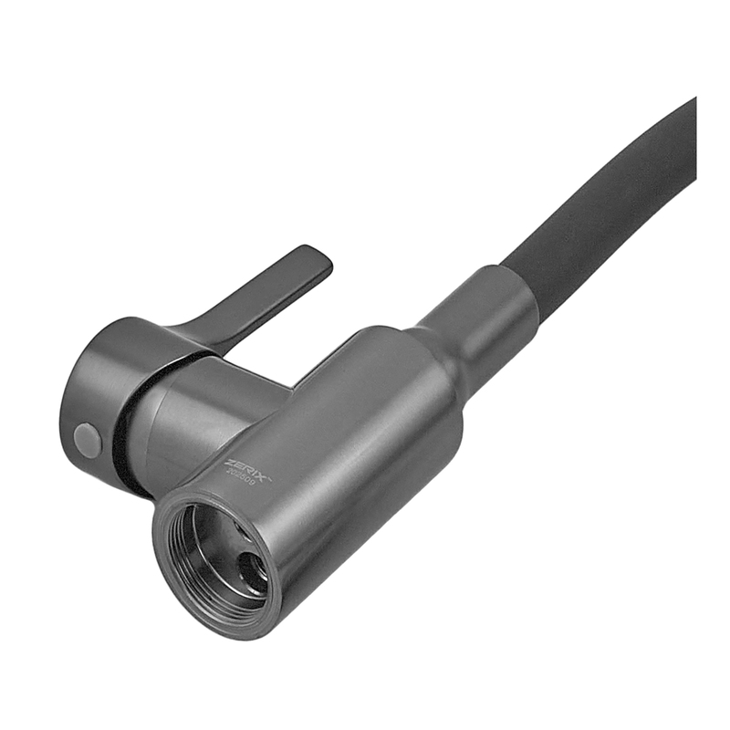 Змішувач для кухні ZERIX REX-011 GRAPHITE REFL.BLACK з нерж. сталі (Колір графіт+силіконовий вилив чорний) (ZX6131)