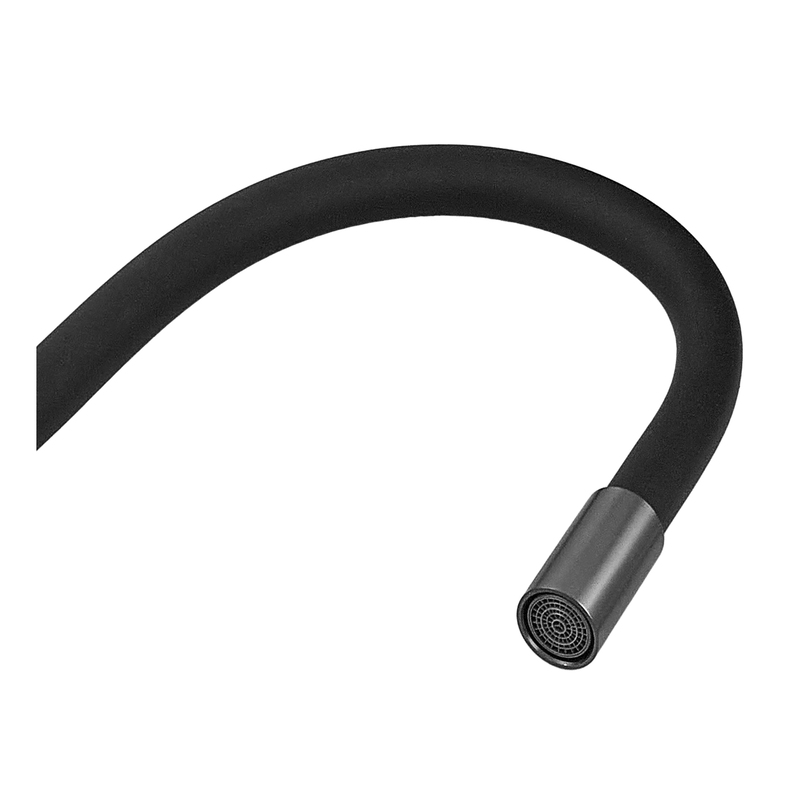 Змішувач для кухні ZERIX REX-011 GRAPHITE REFL.BLACK з нерж. сталі (Колір графіт+силіконовий вилив чорний) (ZX6131)