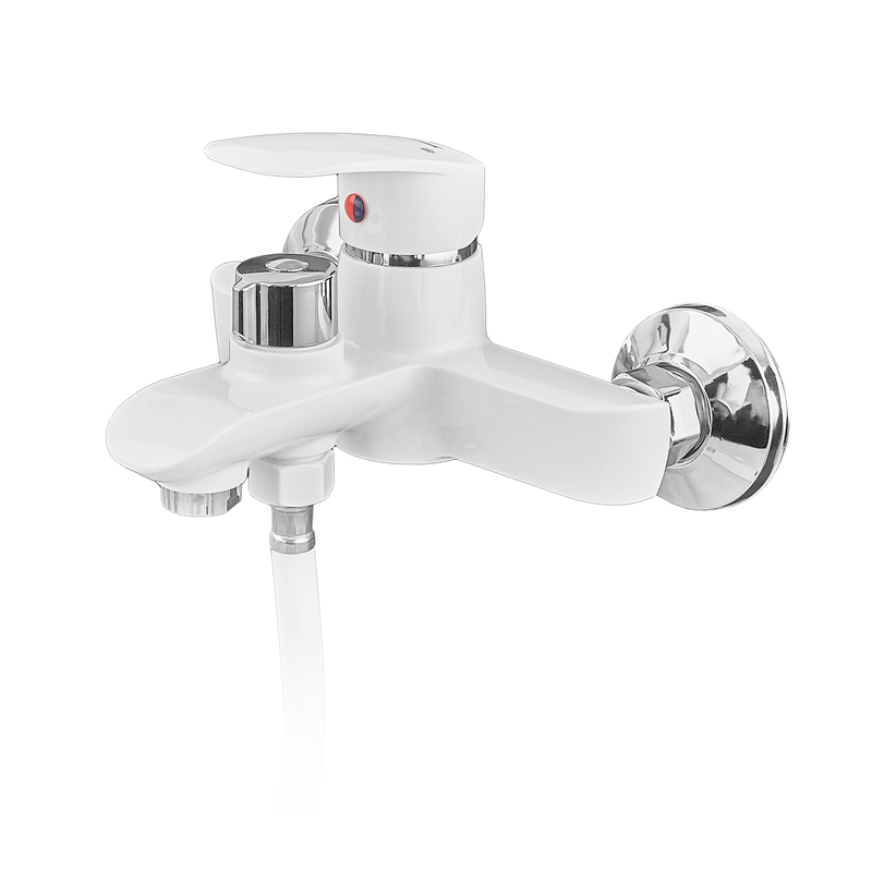 Смеситель для ванны Plamix Rodri-009 Euro Set White (со шлангом, лейкой и кронштейном) (PM0740)