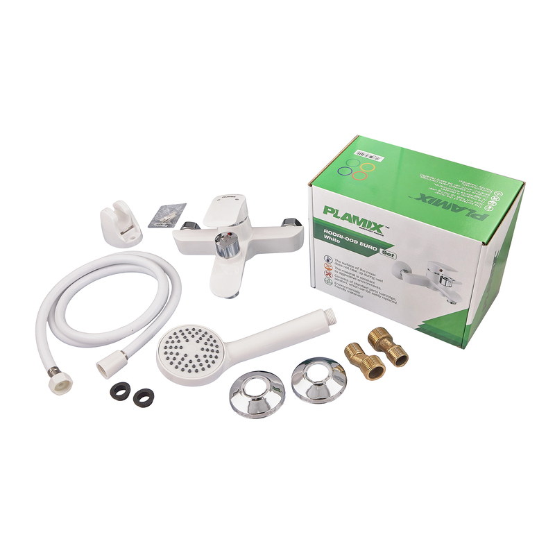 Смеситель для ванны Plamix Rodri-009 Euro Set White (со шлангом, лейкой и кронштейном) (PM0740)
