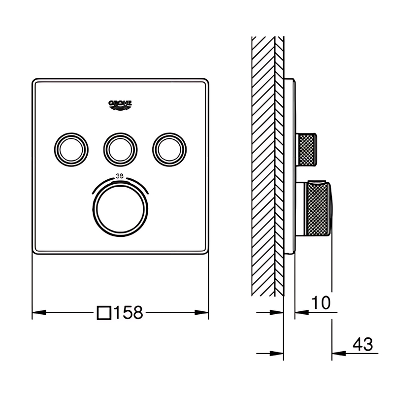 Термостат прихованого монтажу із 3 кнопками керування Grohe Grohtherm SmartControl (102167KF00)