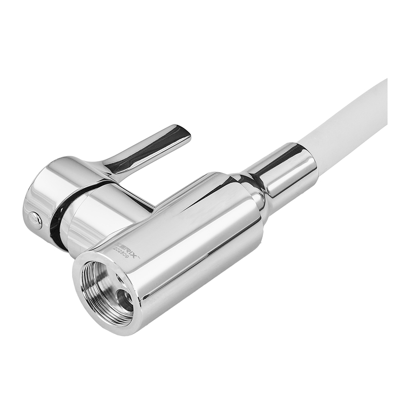Змішувач для кухні ZERIX REX-011 CHROME REFL.WHITE з нерж. сталі (Колір хром+силіконовий вилив білий) (ZX6129)