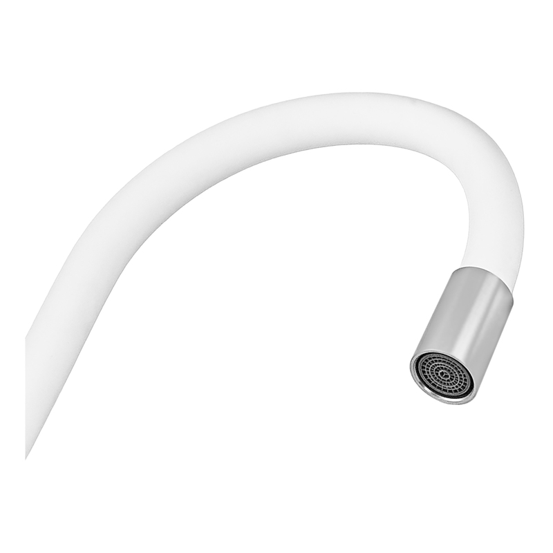 Змішувач для кухні ZERIX REX-011 CHROME REFL.WHITE з нерж. сталі (Колір хром+силіконовий вилив білий) (ZX6129)
