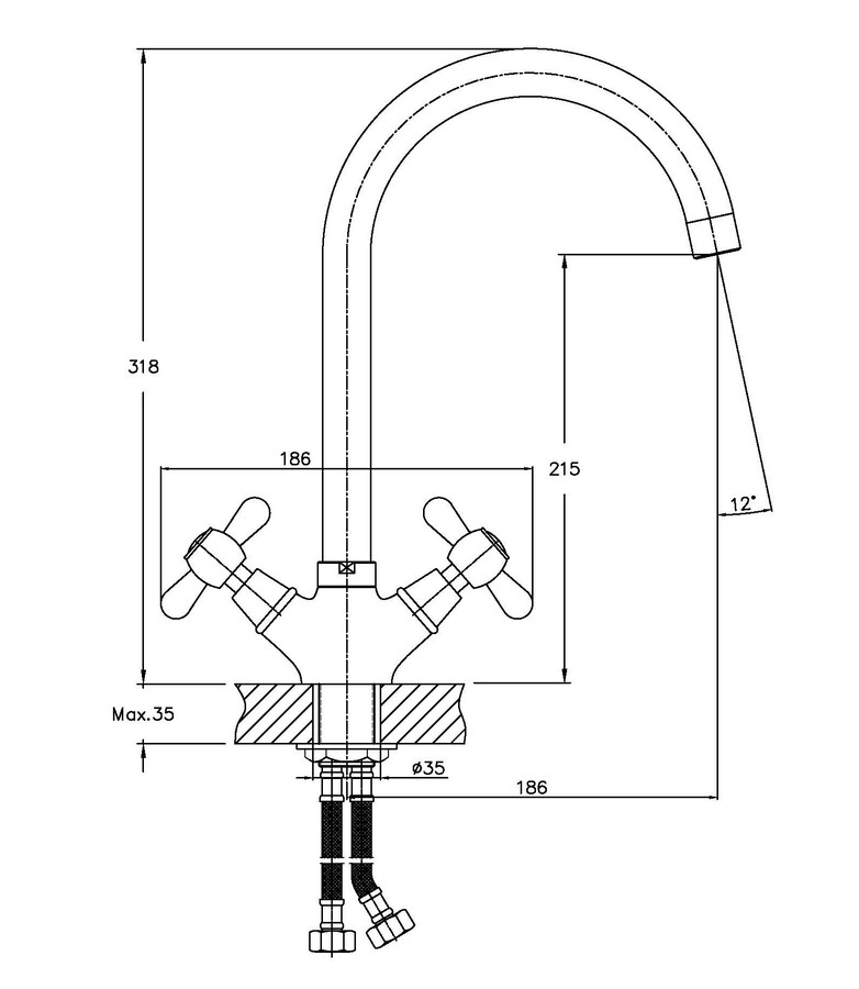 Змішувач для кухні Haiba Dominox 275 (HB0091)