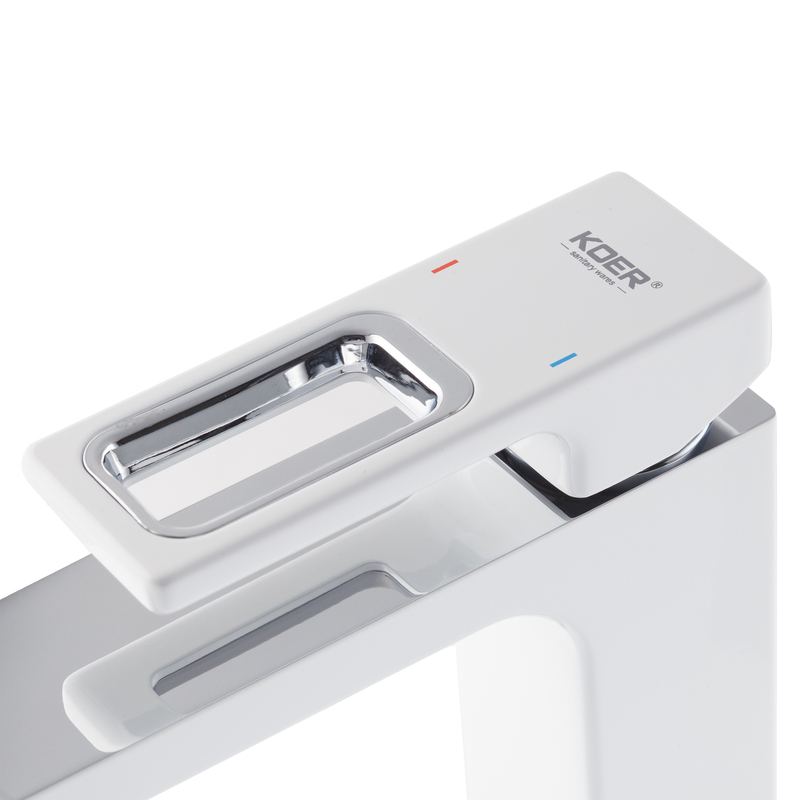 Смеситель для умывальника Koer KB-10009-04 (Цвет хром+белый) (KR5975)