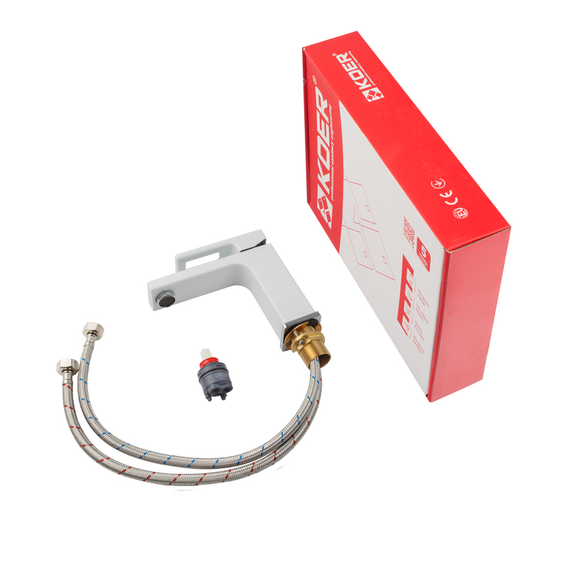 Смеситель для умывальника Koer KB-10009-04 (Цвет хром+белый) (KR5975)