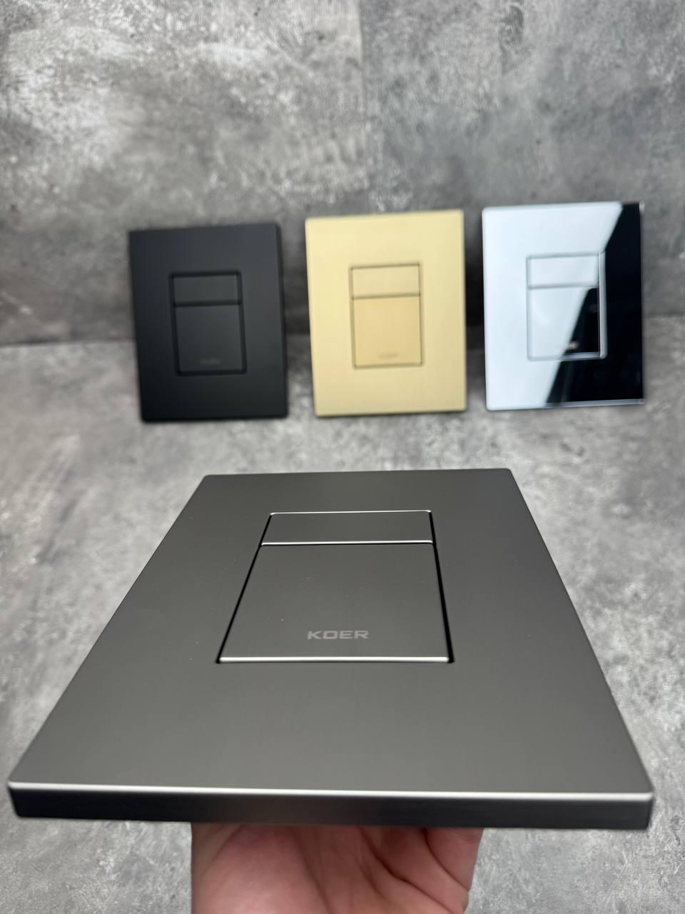 Панель змиву KOER KT-0607-07 157x198x3mm пластикова, кнопка квадратна (колір графіт) (KR5345)