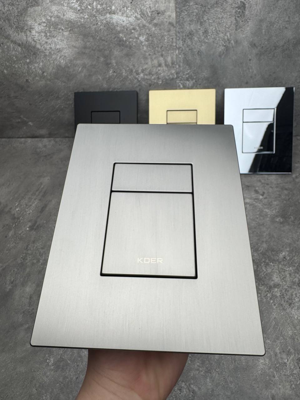 Панель змиву KOER KT-0607-07 157x198x3mm пластикова, кнопка квадратна (колір графіт) (KR5345)